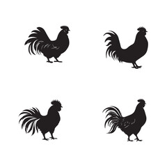 Hen silhouette vector illustration on white background.