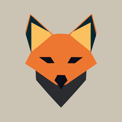 Fox head flat icon. Vector colorful illustration of vixen head in geometric style.