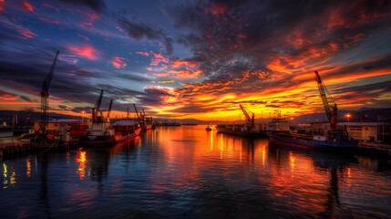 Industrial sunset at the harbor