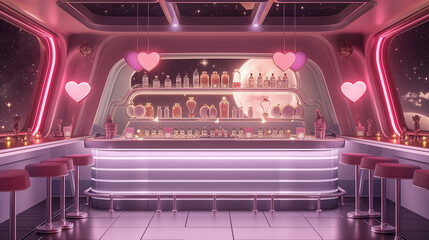 Obraz premium cute retro bar on board of starship
