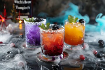 An array of colorful and creepy cocktails, each with its own eerie twist. From 