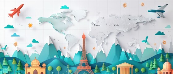 A clean, minimalistic blank mockup of a minimalist travel-themed infographic, designed for professional presentations.