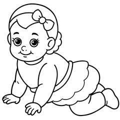 Baby doll coloring book vector art illustration (1)