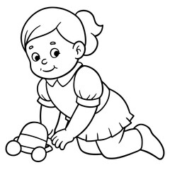 Baby doll coloring book vector art illustration (2)