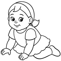 Baby doll coloring book vector art illustration (4)