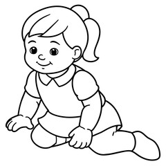 Baby doll coloring book vector art illustration (3)