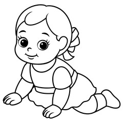 Baby doll coloring book vector art illustration (7)