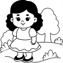 Baby doll coloring book vector art illustration (9)