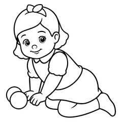 Baby doll coloring book vector art illustration (11)