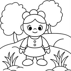 Baby doll coloring book vector art illustration (12)