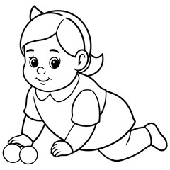 Baby doll coloring book vector art illustration (10)