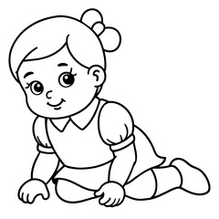 Baby doll coloring book vector art illustration (24)