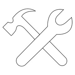 
Hammer and wrench continuous one line drawing of outline vector illustration
