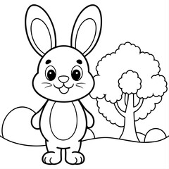 cute bunny coloring book vector (1)