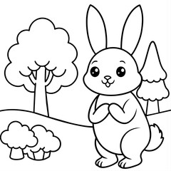 cute bunny coloring book vector (30)