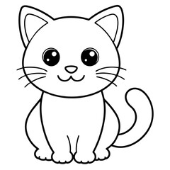 cute carton cat vector coloring book illustration (2)
