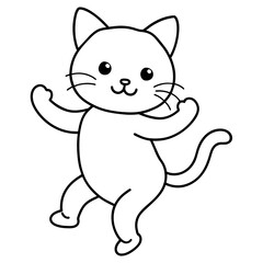 cute carton cat vector coloring book illustration (1)