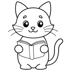 cute carton cat vector coloring book illustration (6)