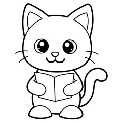 cute carton cat vector coloring book illustration (5)