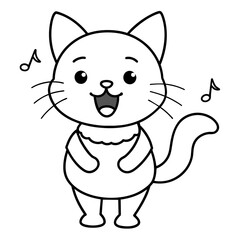 cute carton cat vector coloring book illustration (7)