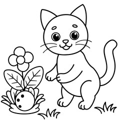 cute carton cat vector coloring book illustration (4)