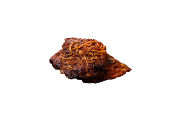 Delicious pork or beef ribs baked on the grill with salt, spices and herbs