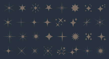 Set sparkle icon. Vector four-pointed star for logo, social media stories.