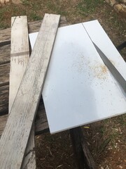 Carpenter Sawing Wood on Table