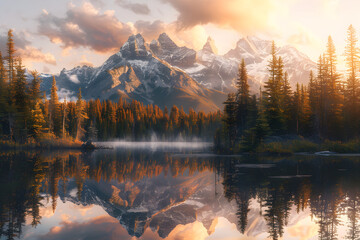 Sunset Serenity: A Panoramic View of a Tranquil National Park