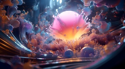 Delve into the depths of innovation and exploration with an abstract background that encapsulates the essence of technology and science, showcasing intricate mesh, net, and geometric shapes in vivid