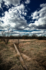 Obraz premium Landscapes and buildings . Forest and trees . Spring landscapes . Lake and trees . Spring beautiful . Fields and Blue sky In Ukraine , Woods and roads 