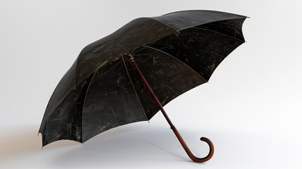 Enigmatic Elegance: A Black Umbrella on a White Canvas