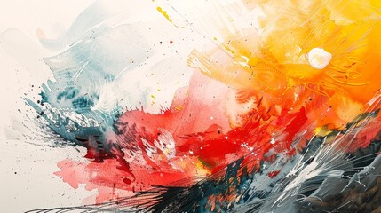 Abstract watercolor painting, showcasing expressive strokes and a textured aquarelle finish.