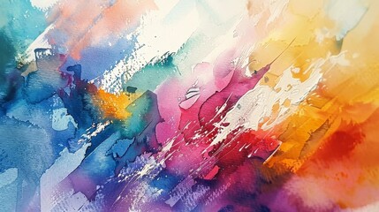 An abstract watercolor painting featuring expressive brushstrokes and a textured aquarelle finish.