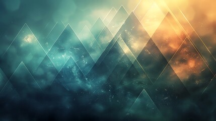 Design a digital visualization of a background with large geometric triangles displaying a gradient from teal to sea green.