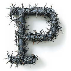 the letter p is made out of barbed wire