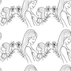 Minimal mother and daughter line design for mother's day