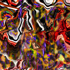 Combination textile collage pattern of wave and lines colored leopard snake tiger textures
