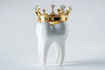 Discover a gleaming symbol of dental success with our isolated golden crown tooth, embodying dental care and restoration concepts. Ideal for health-related designs, showcasing dental achievements.