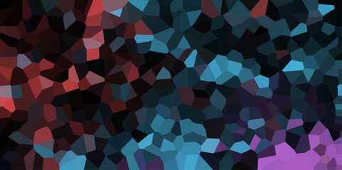 Obraz premium Dark Multicolor Broken Stained Glass Background with dark lines. Voronoi diagram background. Seamless pattern with 3d shapes vector Vintage Illustration background. Geometric Retro tiles pattern