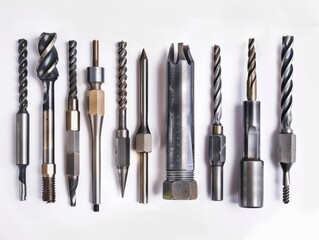 An ensemble of high-performance carbide tools tailored for the technicians needs in metalwork and engineering, isolated with white space 