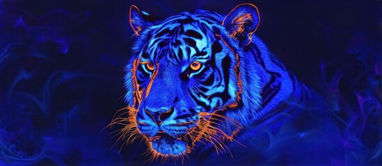 Tiger head wallpaper with beautiful futuristic neon colors AI generated image - obrazy, fototapety, plakaty