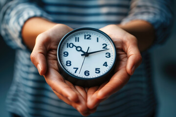 hands holding clock. ai generated