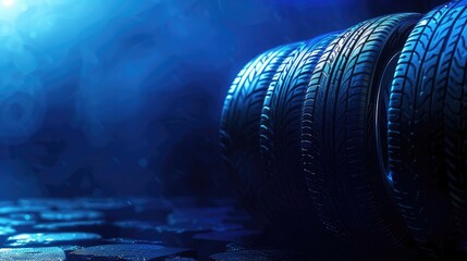 Tires in Formation: A Vibrant Display of Rubber on Flooring