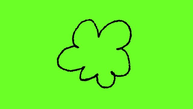 Hand drawn cloud frame by frame animation on chroma key green screen background.