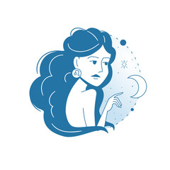 Minimalistic modern female zodiac sign Leo. Astrology mystical character vector stylized illustration in outline flat style