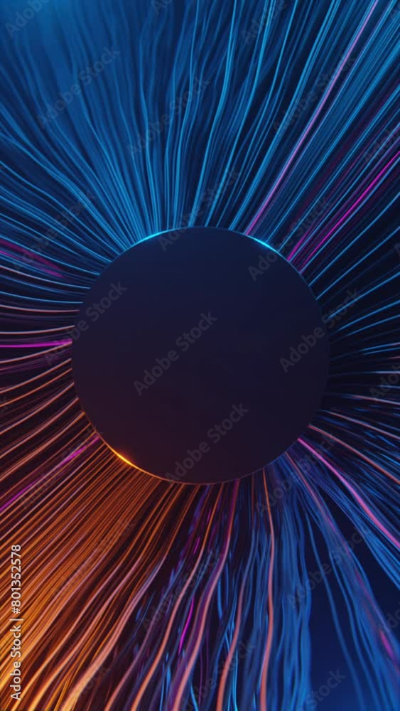 Canvas Prints abstract colorful energy lines, sci-fi technology glowing tendrils, circle shape copy space, 4k loop