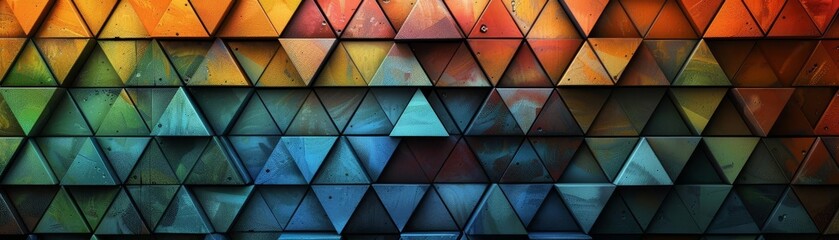 Create a seamless geometric pattern of multicolored triangles