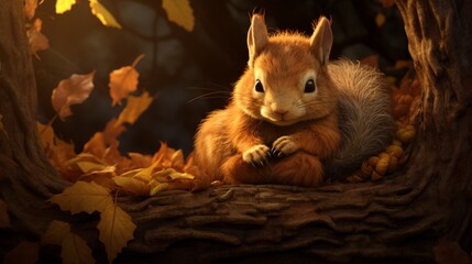 Snuggly Squirrel Siestas, a charming children s book series depicting squirrels napping in cozy, crafted nests high in autumntouched trees, surrounded by softly falling leaves