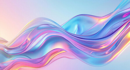 Abstract Colorful Wave Pattern on Light Blue and Pink Background with 3D Rendering